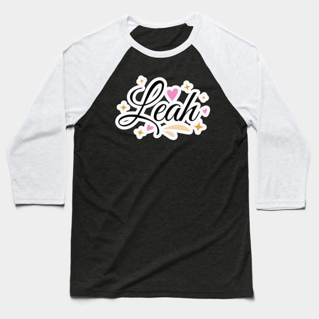 Leah name cute design Baseball T-Shirt by BrightLightArts